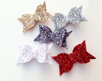 Chunky glitter hair bow clips / alligator clips - 3 sizes - choice of colours