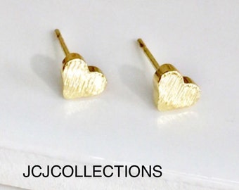 Tiny Gold Heart Stud Earrings