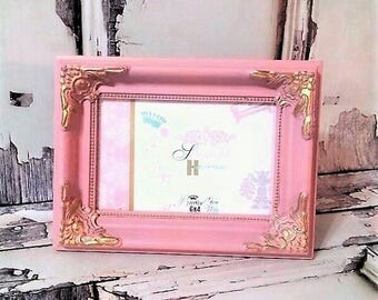 Shabby Chic Pink and Gold Ornate 4" x 6" Picture Frame