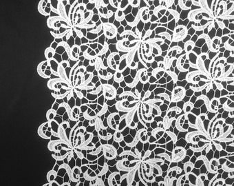 Custom Wedding Lace BOLERO in White color or Ivory color Venice Corded Lace with Lace Open Back Trim Couture BRIDE by Alesia C.
