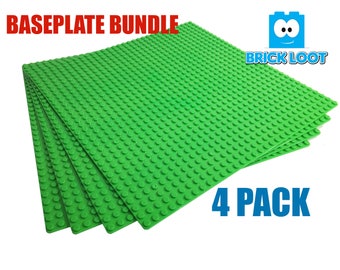 Baseplate Bundle - 4 pack of 32x32 - GREEN - LEGO Compatible