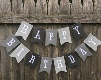 50 shades of grey birthday. Grey birthday banner. Boy birthday banner. Happy birthday banner.