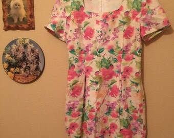 80s Maggy London Floral Pencil Dress