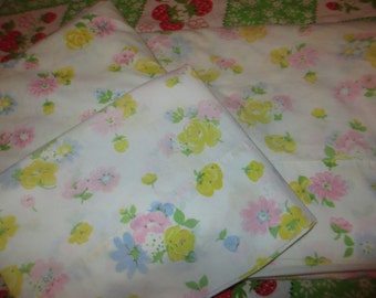 Vintage Floral Twin Sheet Set, Flat Sheet, Fitted Sheet, Pillow Case