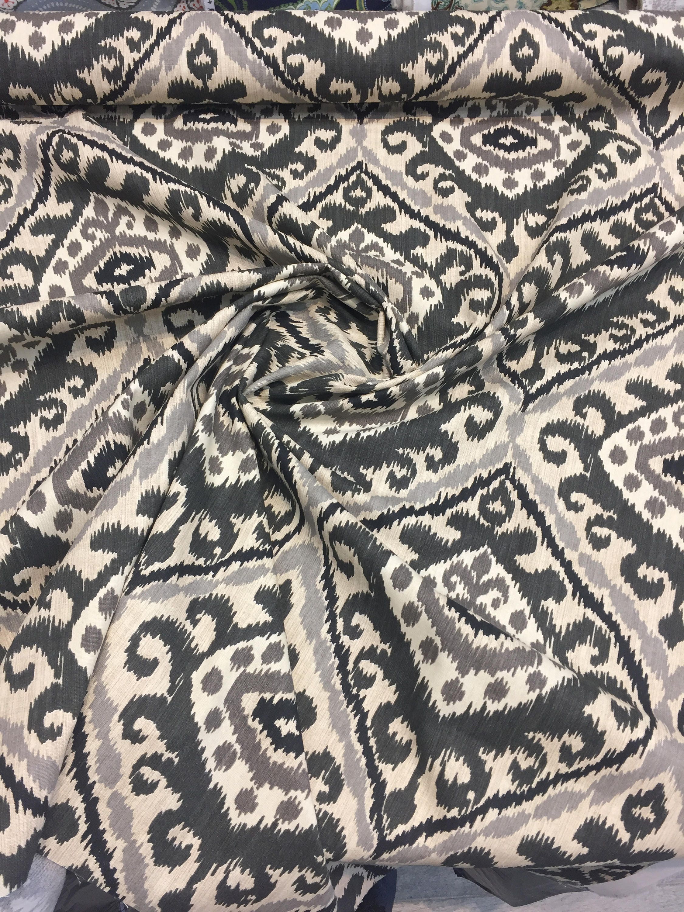 Richloom- Hayley Ikat Charcoal fabric by the yard Multipurpose from ...