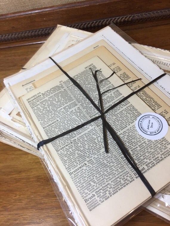 BUY 3 GET 1 FREE - 4 x Vintage Dictionary Book Page Gift Pack Bundle - Assorted Old Dictionary Style Pages For Crafts - Crafters Gift Idea