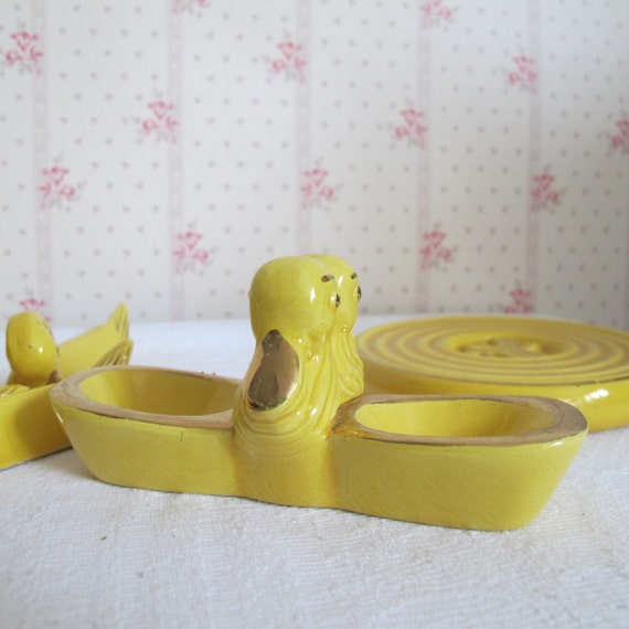 Porte-couteaux Et Set Salière Poivrière En Onyx Marron – Lot Vintage Années 60 Déco