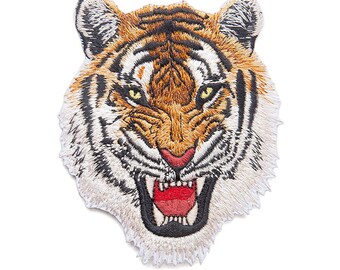 Delicate Tiger Head Embroidered Applique Patch,Vintage Tiger Patch for Clothing or Dress,Decorative Embroidery Appliques