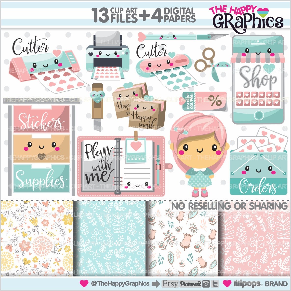 Planner Clipart Planner Graphics COMMERCIAL USE Kawaii