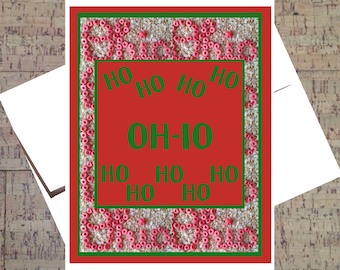 Ohio State Card, Funny Christmas Card, Buckeye Card, Ho Ho Ho Card, Funny Holiday Card, Happy Holidays. Holiday Greeting, OSU Card