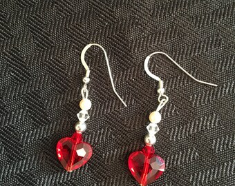 red swavroski crystal earrings