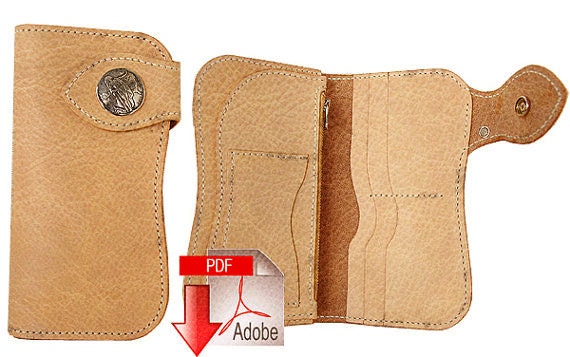 PDF Pattern leather template Long wallet leathercraft DIY