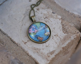 Vintage Map Pendant Necklace