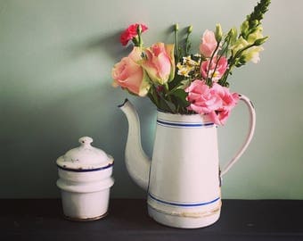 French Vintage Enamel Coffee Pot