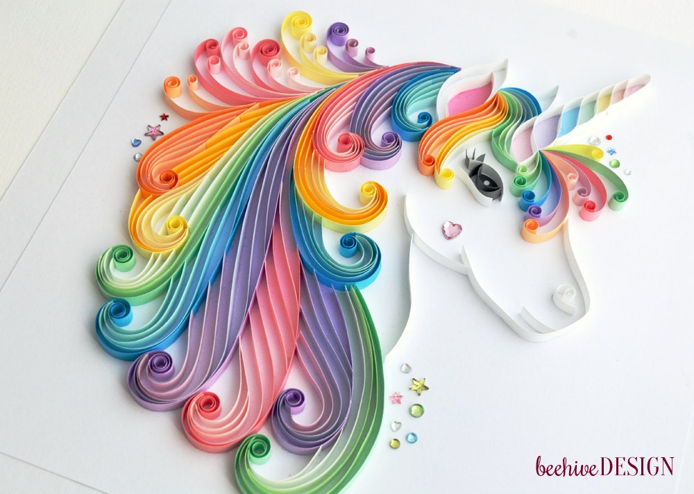  Unicorn  quilling wall art Unicorn  picture Paper art