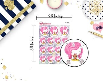 Unicorn Eating Pizza - Pizza Stickers - Unicorn Stickers - Meal Stickers - Meal Planner - Happy Planner - Planner Stickers - ECLP