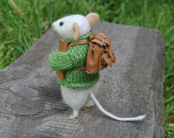 Wool mouse Needle felted mouse Miniature animal Felt mouse White mouse Needle felt mouse Felted mice Waldorf animal toy Cute felt mouse
