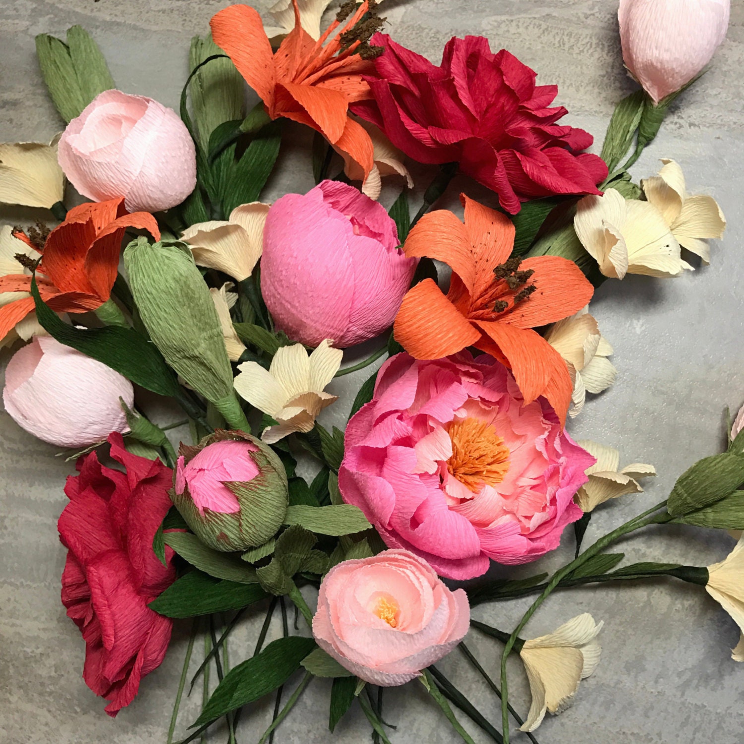 Paper Flower Arrangement Create Your Own Set Handmade Crepe