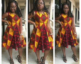 African print Dress. Ankara Dress. African print full circle dress