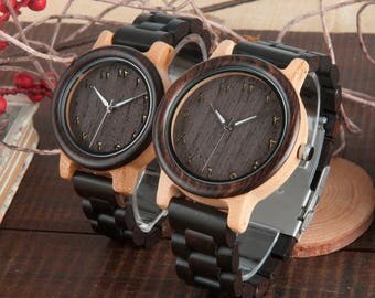 Couple Unisex Bamboo Watches Engraved Bamboo Women's Men's Quartz Wrist Watch Wooden Texture Watch Folding Clasp, Engraved to demand.W44