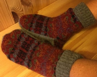 Upcycled Wool Mittens, Sweater Mittens, Fleece Lined Mittens