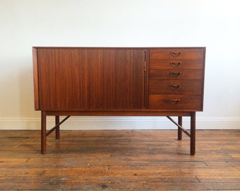 Danish Modern Teak Sideboard with Tambour Doors by Peter Hvidt & Orla Mølgaard-Nielsen