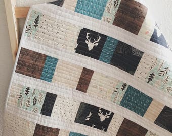 Baby Quilt Handmade, Woodland Quilt, Modern Quilt, Toddler Quilt, Nursery Bedding, Baby Quilts for Sale, Handmade Quilts, Baby Quilt Blanket