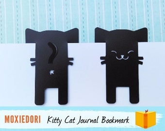 Black Cat Bookmark, Kitty Butt Face Bullet Point Journal Spread Marker, Animal Pet Bookmark