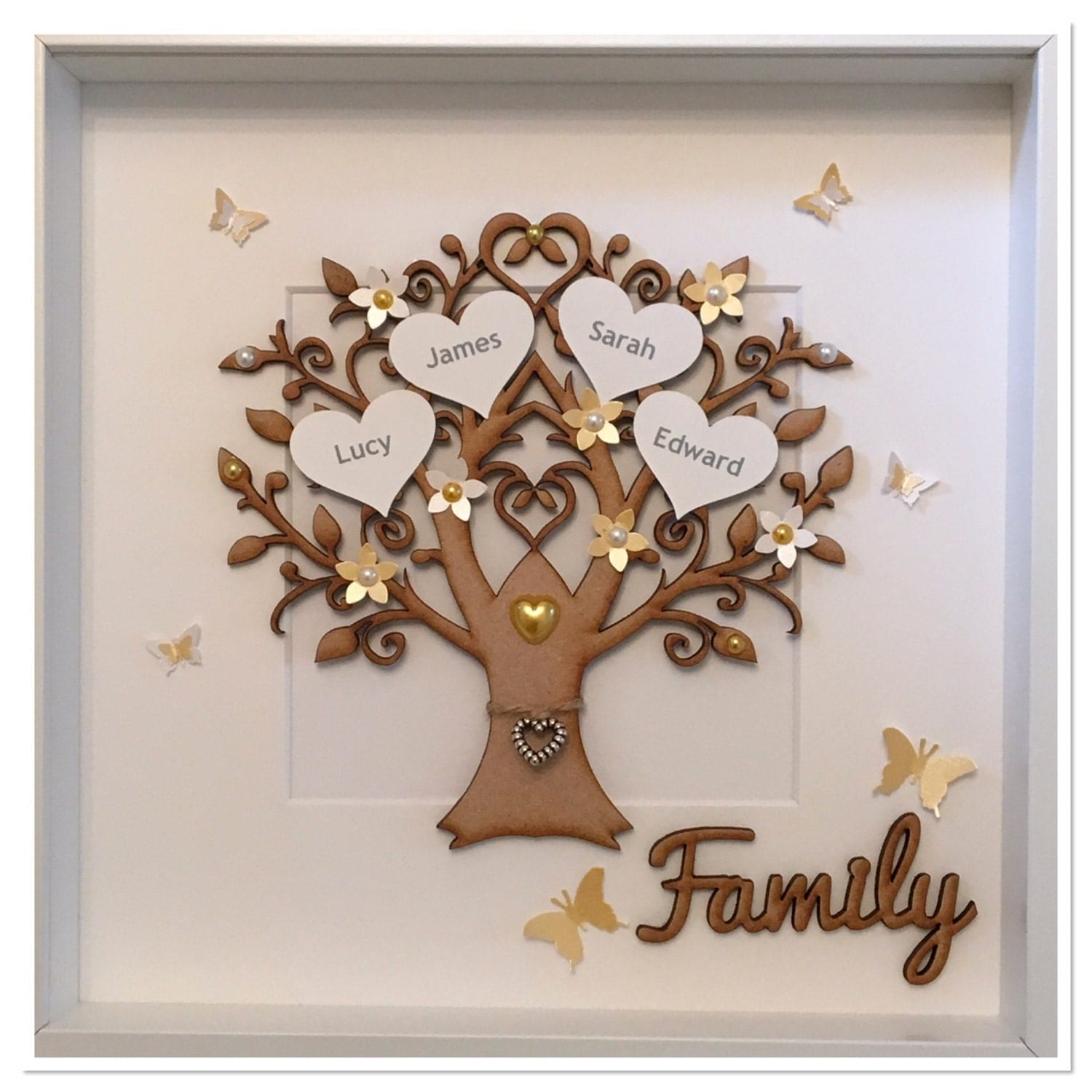 Personalised Box Frame Family Tree Anniversary Wedding Home