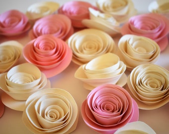 Blush Pink Wedding Decor, Wedding Flowers, Ivory and Blush Pink Paper Flowers