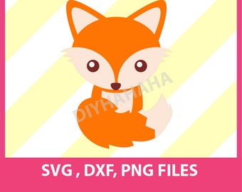 Instant Download, Baby Fox, SVG, DXF, PNG Formats, 8.5x11" sheet, Printable 0052