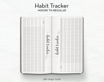 Habit Tracker, Midori TN Regular, Travelers Notebook, Midori Inserts, Monthly Tracker Printable, Traveler's Notebook Standard, Goal Tracker