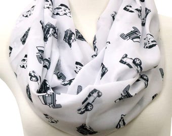 Jeep scarf Jeep girl gift Jeep Wrangler infinity scarf Jeep decal White chiffon handmade scarf Jeep accessories birthday gift for jeep girl