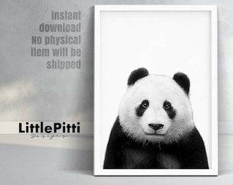 Panda gifts, panda print, panda nursery art, panda wall art, panda bear print, digital print, cute panda, panda nursery, black and white