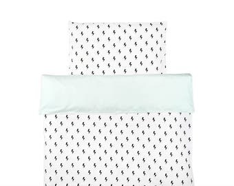 Monochrome Baby Bedding / Pastel Mint Bedding / Black And White Crib Bedding Set / Lighting Bolts Duvet / Monochrome Nursery / Baby Duvet