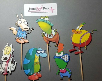 Rocko's Modern Life cupcake toppers.. perfect for 90s theme birthday party