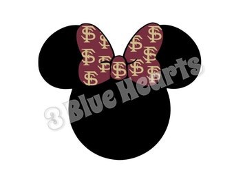 FSU, Florida State Minnie Head, Minnie SVG dxf pdf Studio, Disney SVG dxf pdf Studio, Football, Baseball