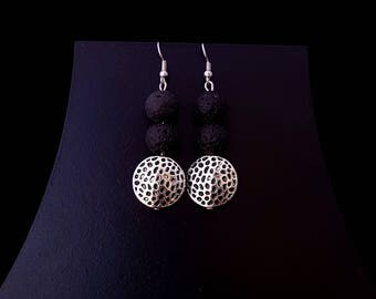 Lava Earrings, Black Lava Earrings, Diffuser Earrings, Lava Stone Earrings, Lava Rock Earrings, Drusy Earrings, Mala Earrings, Amulet Gift