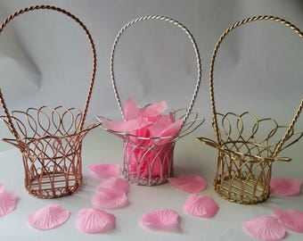 Gold, Rose Gold, Silver, Flower Girl Basket