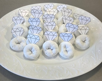 Set of 20 Donut Ring Toppers; Bachelorette Party; Bridal Shower; Engagement Party; Wedding