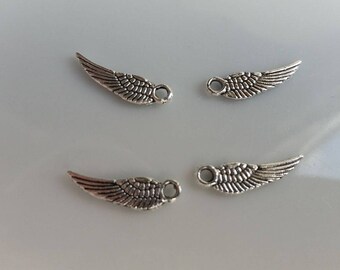 Wing Charms, Silver Angel Wings, Angel Wing Spacers, Angel Spacers, Silver Spacers,