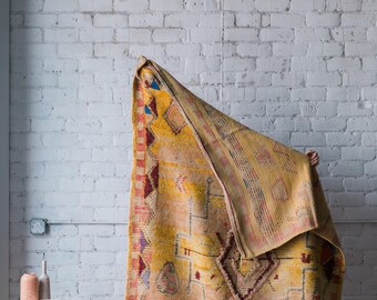 hello yellow vintage tuareg moroccan rug from the atlas mountains