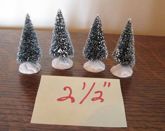 Bottle Brush Christmas Trees, 4 Bottle Brush Trees, 2.5” Xmas Trees