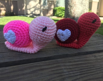Crocheted Valentines Day Snail Plush Toy