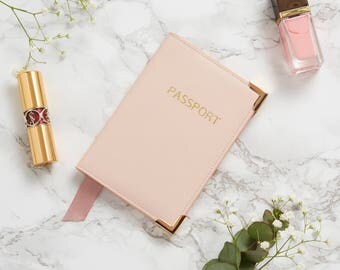 NEW! Blush Saffiano Leather Passport Holder with Monogram