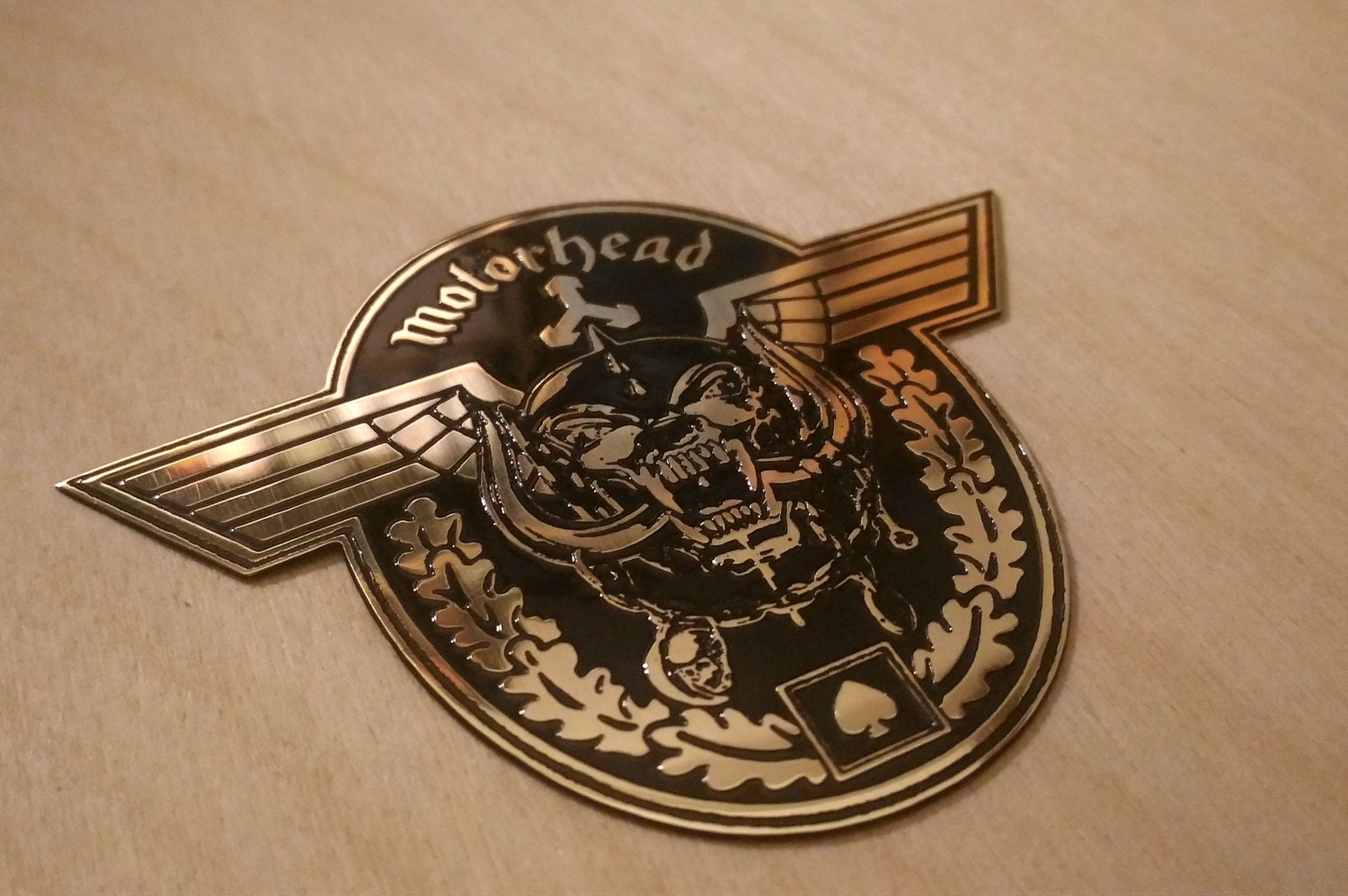 Etched Brass MOTORHEAD Hammered Patch Brooch Badge Hawkwind