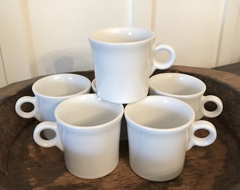 Vintage Fiestaware White Tom & Jerry Coffee Mugs Set of 6