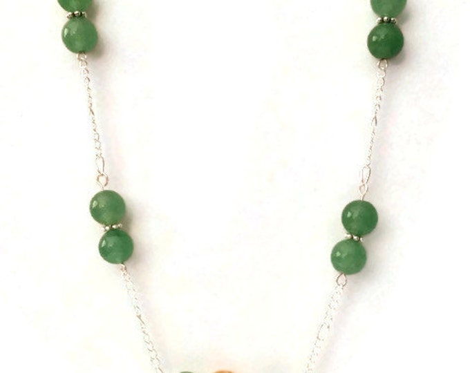 Citrine and Green Aventurine Gemstone Necklace, Chakra Necklace, November's Birthstone, Gemstone Jewelry, Unique Birthday Gift, Gift for Her