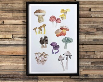 Mushroom drawing | Etsy