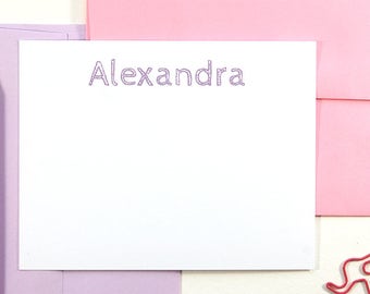 Personalized Stationery Set of 12, Monogrammed Note Cards, Girls Stationary Set, First Birthday Thank You Cards, Stationery Set